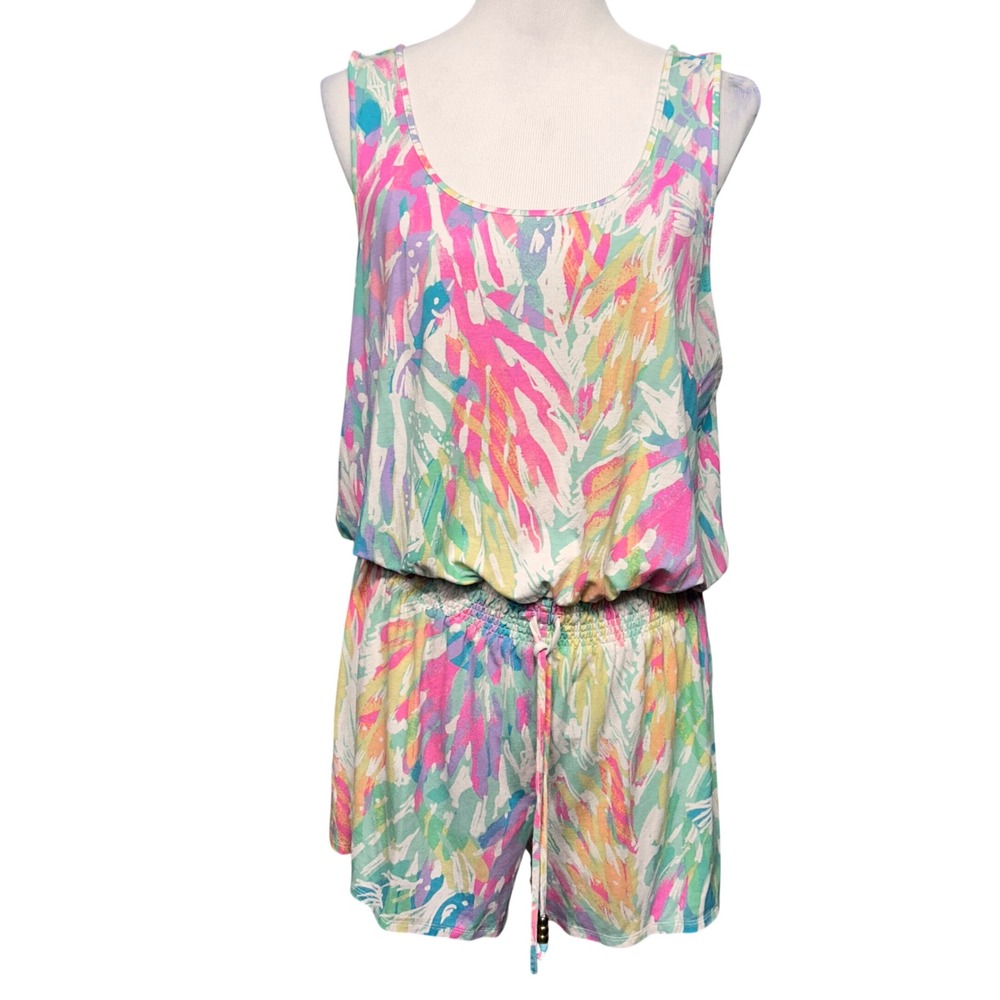 Lilly Pulitzer Romper Womens XL Multi Color Sleeveless Abstract Print
